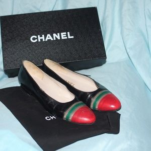 Chanel 3 colors pumps black, red toe cap,green 6.5